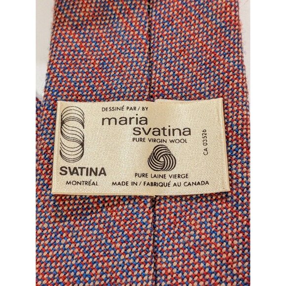 Vintage Maria Svatina Designer Necktie Tie Diagonal Plaid Virgin Wool Canada - Picture 3 of 4